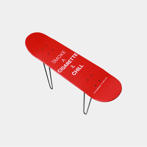 SMOKE SKATEBOARD CHAIR | RED, skateboard, chair, wood, smoke a cigarette and chill, red