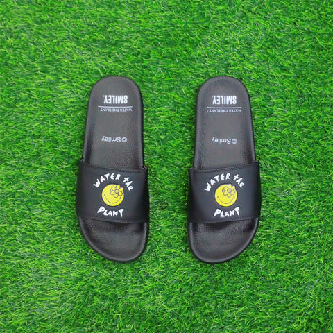 LAX SLIDES | BLACK, Rubber Soles, Rubber Uppers, Embossed, Branding Collaboration with Smiley, Color: Black