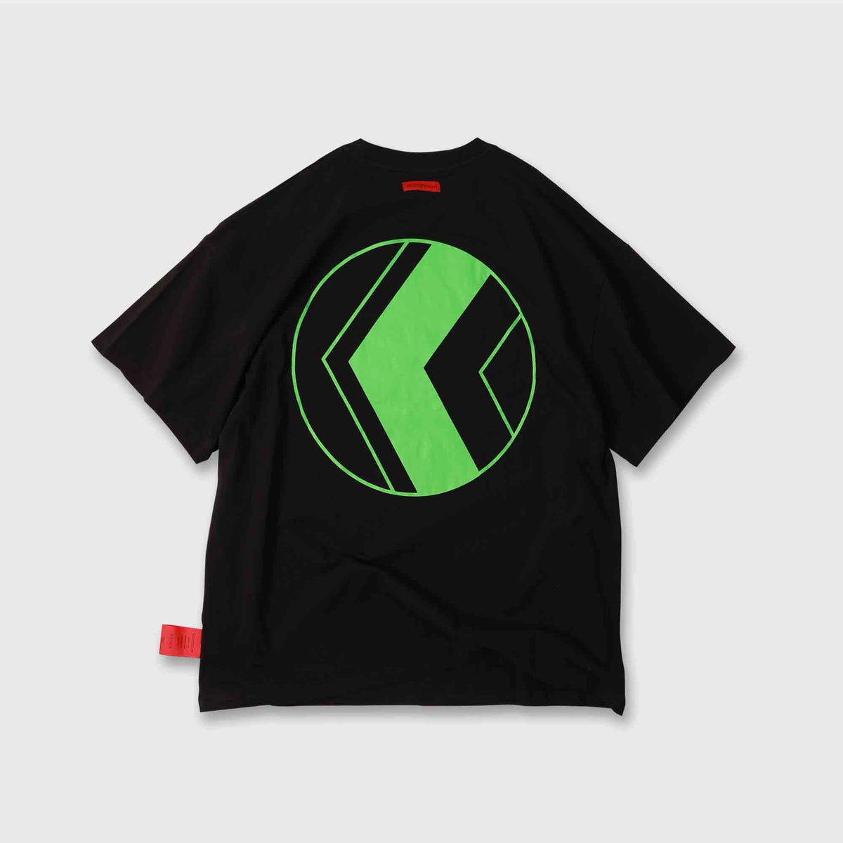FLUORESCENCE G TEE | BLACK, T-shirt, Oversized fit, Crew neck double collar, Short sleeves, Black ,Neon Green Print, Unisex